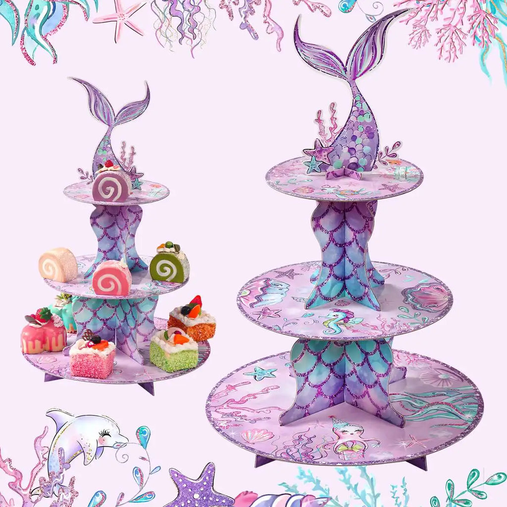 Soporte para Magdalenas con Cola de Sirena, Bajo el Mar, Suministros para Fiesta de Cumpleaños de la Sirenita, Decoración para Fiestas de Boda y Cumpleaños, Baby Shower para Niños