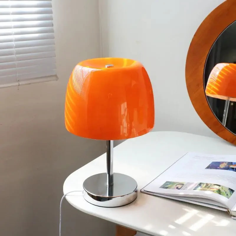 Lámpara de Mesa de Vidrio Medieval Retro Americana para Sala de Estar, Comedor, Lámpara de Mesa Bauhaus, Hogar Tranquilo, Dormitorio Cálido, Mesita de Noche