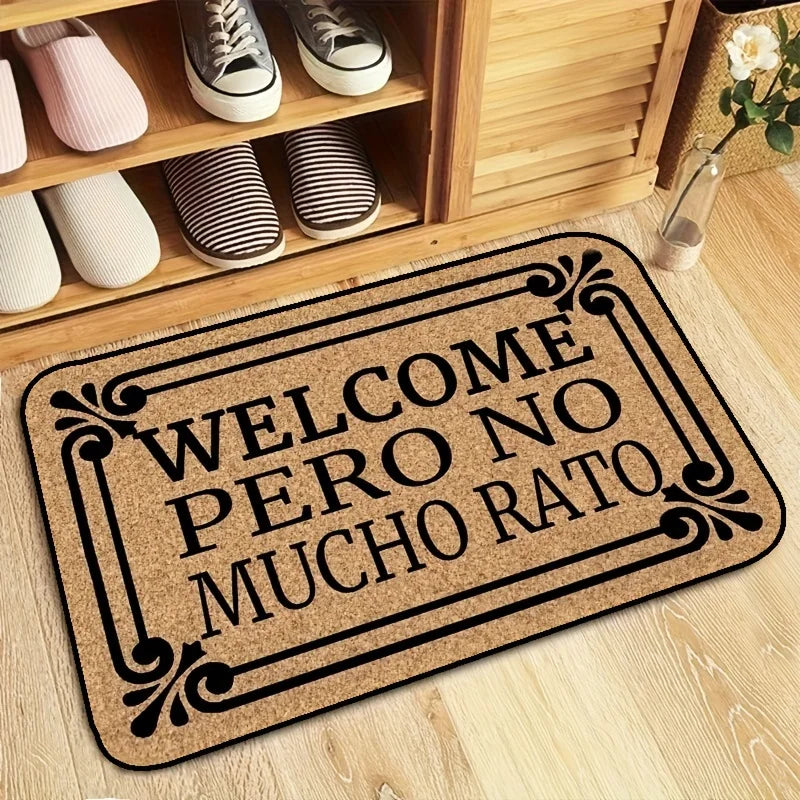 Alfombrilla para puerta sencilla con patrón floral color café VIKAMA, alfombra de entrada para el hogar, decoración de interiores, decoración sencilla para el hogar