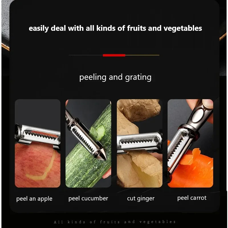 Éplucheur 3 en 1 Fruits et Légumes Ustensile de Cuisine, Éminceur Pommes de Terre Carottes en Alliage Tranchant Râpe Multifonctionnelle Accessoires de Cuisine