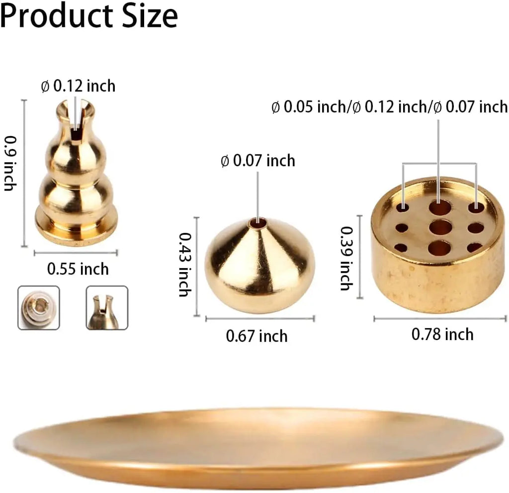 Quemador de incienso de metal 4 en 1 para yoga, soporte de incienso de latón, soporte de palo santo, soporte de salvia, bandeja de incienso, atrapador de cenizas, decoración del hogar