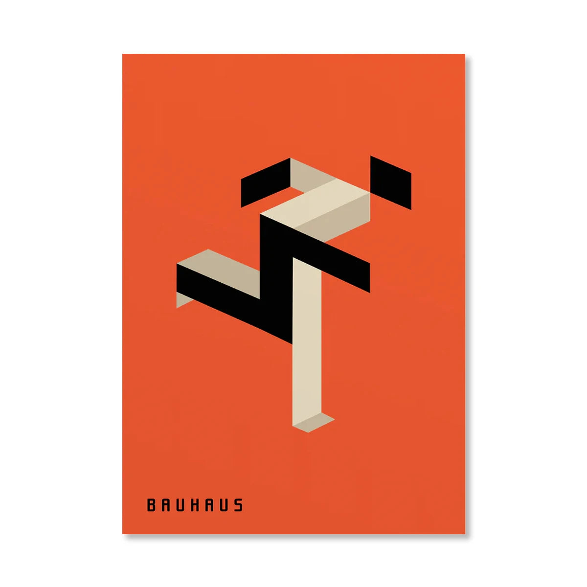 Abstract Orange Bauhaus Geometric Poster Pop Art Sunrise & Bicycle Wall Art Prints for Modern Living Room Dormitory Home Decor