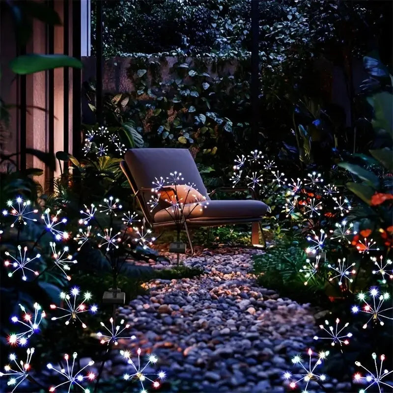 1 ud. luces solares LED para jardín con forma de fuegos artificiales, lámpara de césped impermeable para exteriores, iluminación de paisajes para patio, pasarela, fiesta, Navidad