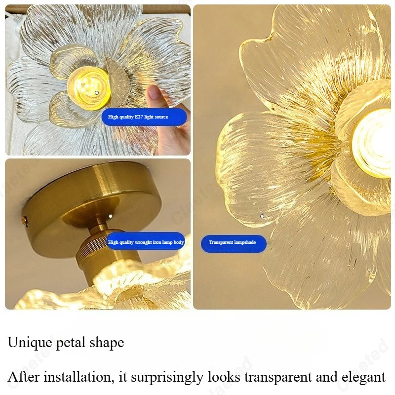 Lámpara de techo LED moderna minimalista con pétalos de flores para sala de estar, pasillo, balcón, iluminación decorativa E27