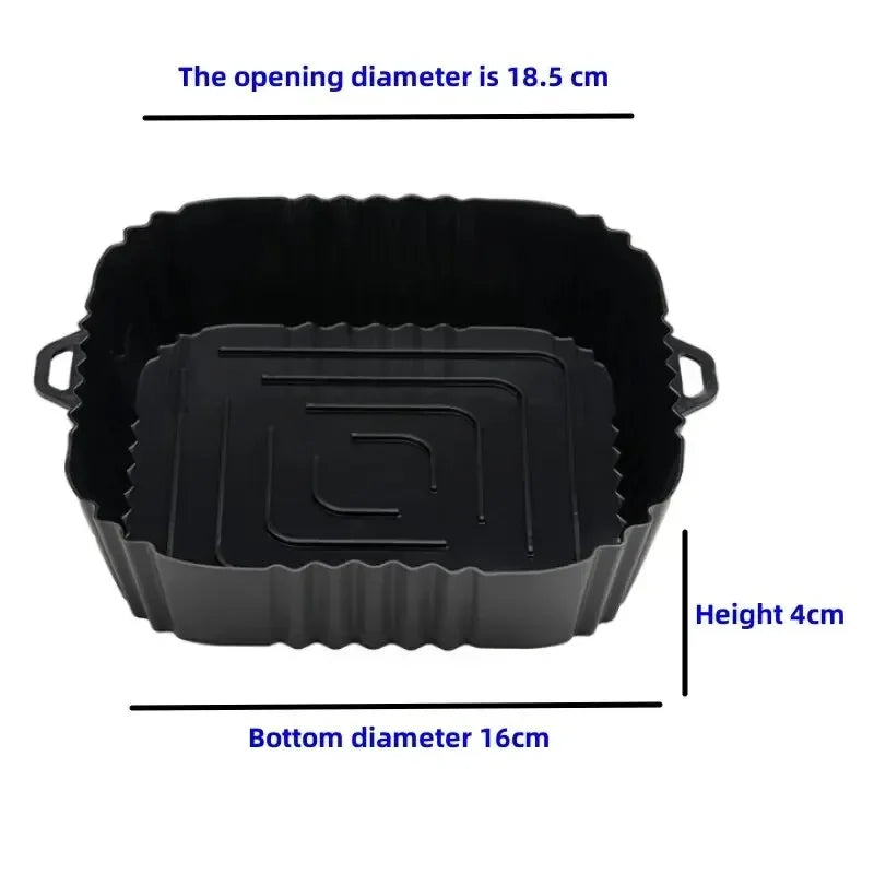 1PC Bandeja de silicona para horno de freidora de aire, bandeja de silicona para pizza de pollo frito, sartén de silicona sin aceite, accesorios para freidora de aire