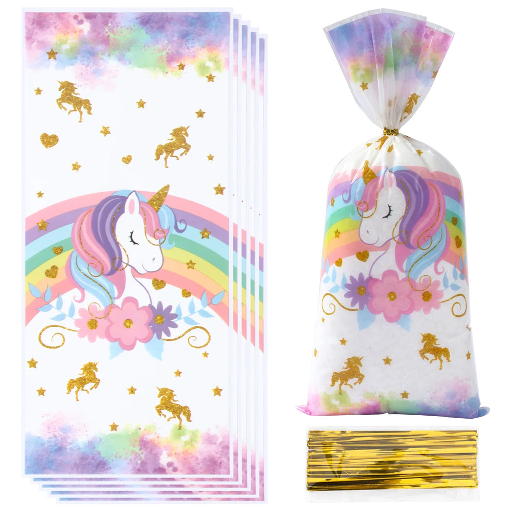 25/50/100 unidades de Bolsas de Embalaje de Caramelos de Unicornio Bolsas de Regalo con Temática de Unicornio para Fiesta de Cumpleaños de Niños, Baby Shower, Suministros para Fiestas de Boda