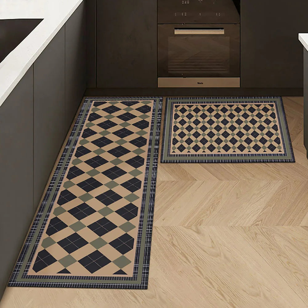 VIKAMA 1/2PCS Alfombra de cocina resistente al aceite, alfombra de baño absorbente de secado rápido, felpudo antideslizante para decoración del hogar