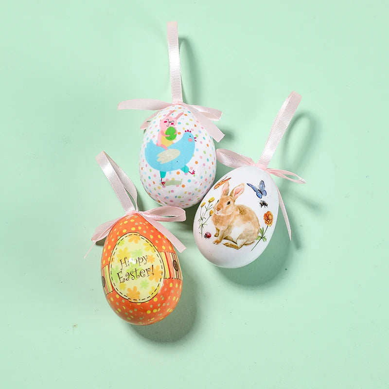 3 pièces Lapin Œufs de Pâques Panier Décoration de Pâques 7 cm Œufs en Mousse Décoration d'intérieur Guirlandes Déco de salle EVJF Décoration de Pâques 2024