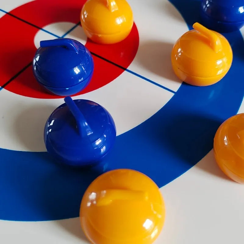 Juegos de curling de mesa, entretenimiento familiar, juegos de mesa para reuniones familiares, 8 bolas por juego, marco de plástico, blanco/rojo/amarillo/azul