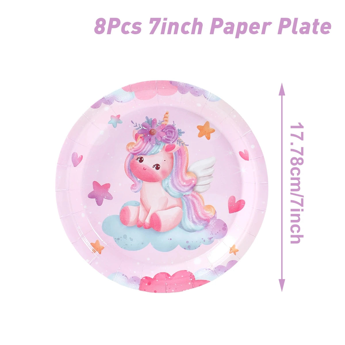 Juego de vajilla desechable de unicornio: platos, vasos, servilletas, decoración de fiesta de cumpleaños para niños y niñas, artículos para fiesta de cumpleaños de boda