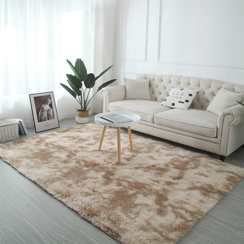 Alfombra de felpa teñida anudada VIKAMA, decoración para sala de estar, alfombra suave y mullida para el hogar, manta antideslizante para gatear para niños.