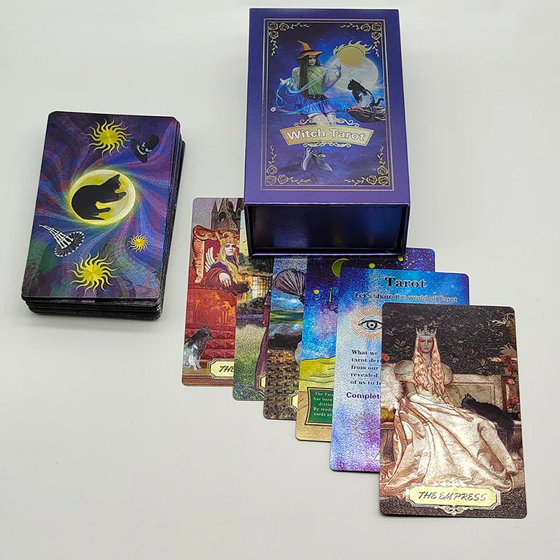 New Pattern Gold Foil Tarot Cards Witch Divine Predictive Board Game Waterproof Mystery Deck For Beginners And Collectors