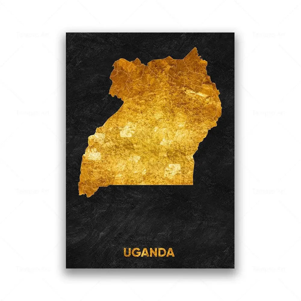Classic Abstract Wall Art Black Gold Lebanon Country Map HD Canvas Print Poster Home Living Room Bedroom Decoration