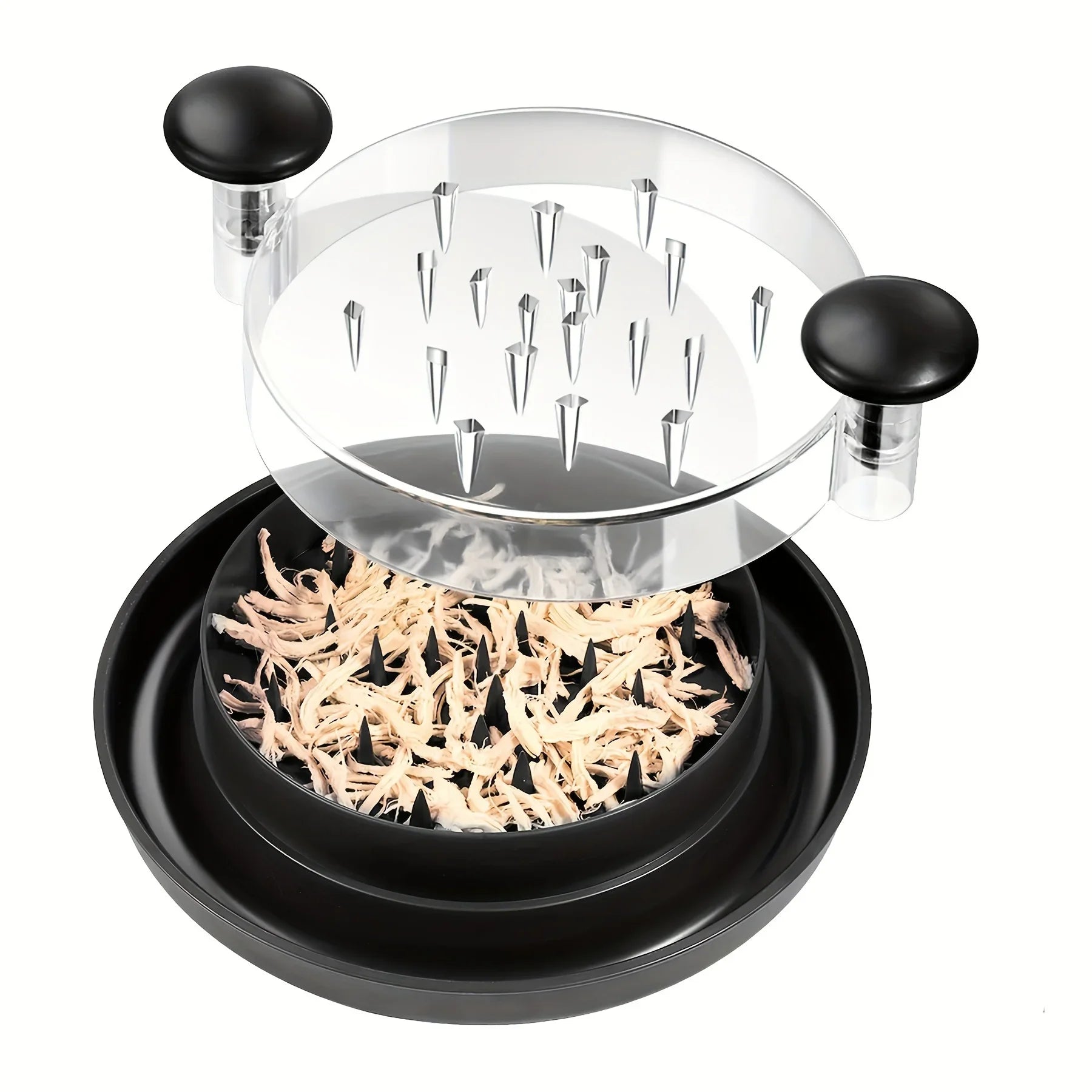 Triturador de Pollo Mejorado con Cubierta Transparente: Herramienta Giratoria Grande Antideslizante para Picar Pollo, Carne de Res, Repollo, Verduras