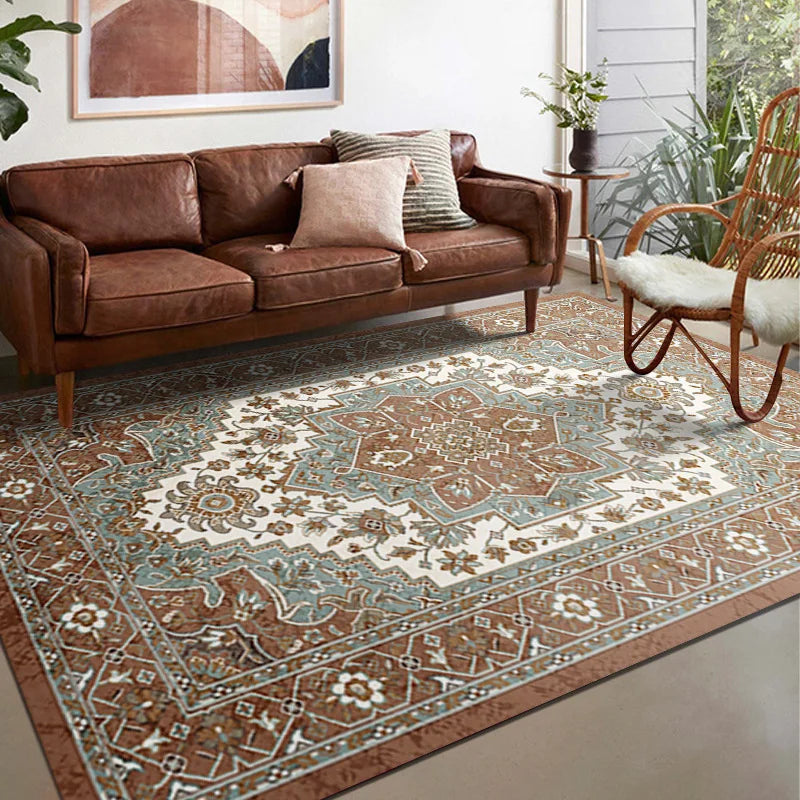 VIKAMA Alfombra Boho Lujo Terciopelo Cristal Dormitorio Sala Estar Tapete Decoración Hogar Vintage Exótica Moderna Minimalista Alfombra de Área Grande