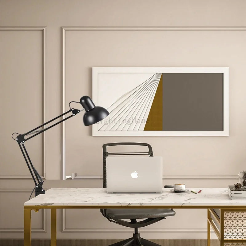 Lampe de bureau LED de protection oculaire à bras long, pliable, à pince, pour l'apprentissage, le nail art, la broderie, la photographie et l'éclairage d'appoint.
