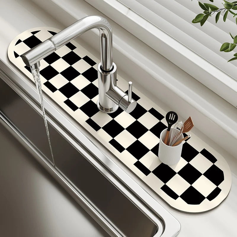Alfombrilla para grifo de fregadero, alfombrilla de cocina, alfombrilla de drenaje, alfombrilla de mesa absorbente, alfombrilla antideslizante de diatomita para baño, protección impermeable para encimera.