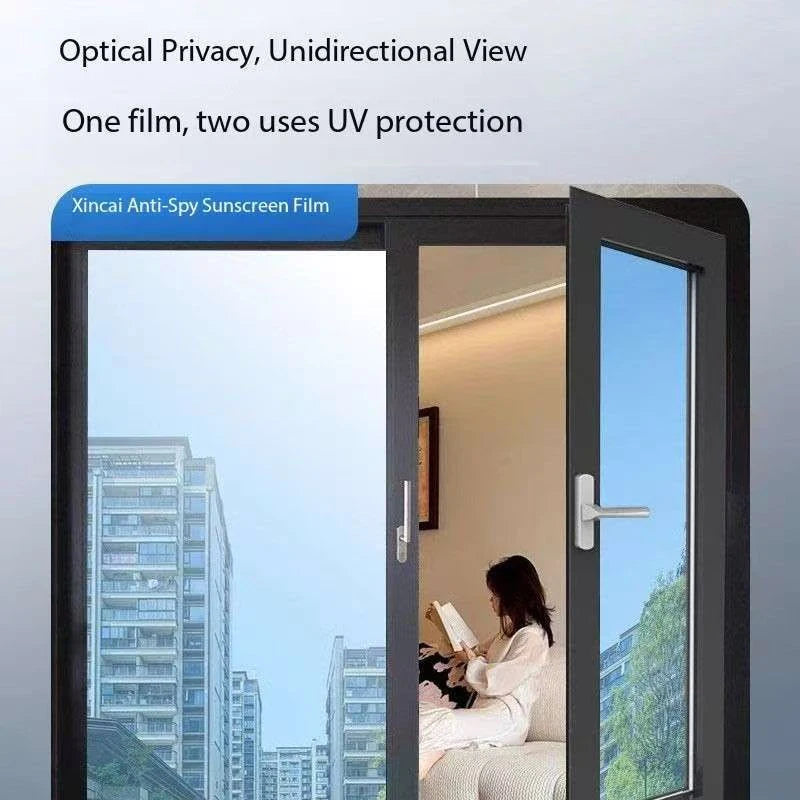 Película para Ventanas Adhesiva sin Pegamento, de Privacidad Unidireccional, Bloqueadora de Sol, Aislante del Calor, para el Hogar, la Oficina y Edificios
