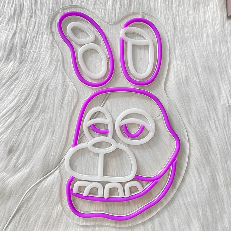 Enseigne néon Lapin Bonnie, utilisée pour la décoration murale, alimentation USB, chambre à coucher, salle de jeux, club, fête à thème, lampe murale enseigne pour caverne d'homme.