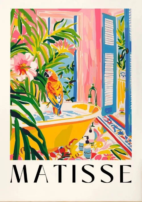 Matisse Animals in The Bathroom Poster Wild Animals Matisse Art Painting Wall Decor Colorful Wall Decoration Canvas Prints Gift