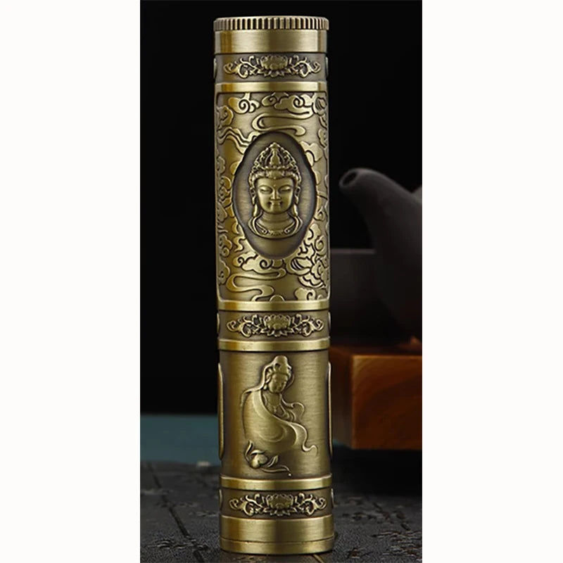 Cigarrera Retro de Metal con Dragón, con capacidad para 5 cigarrillos, Estuche de Buda en relieve para fumar, Accesorios de tabaco impermeables para hombres