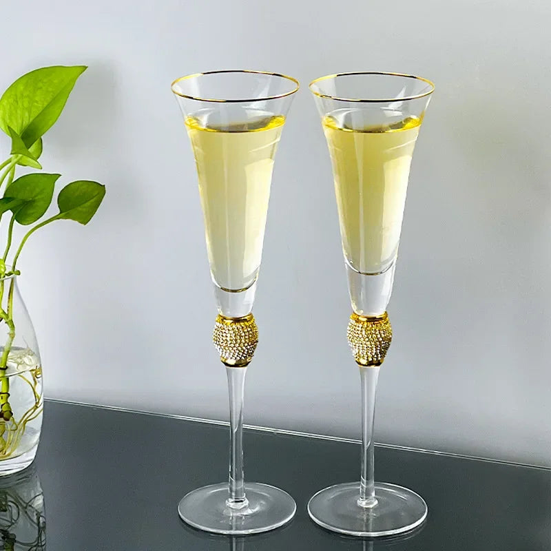 Lot de 2 verres créatifs à bord doré, tasse à vin rouge, cocktail, champagne, whisky, tasse à boire, gobelet de fête, fournitures de mariage, cadeau
