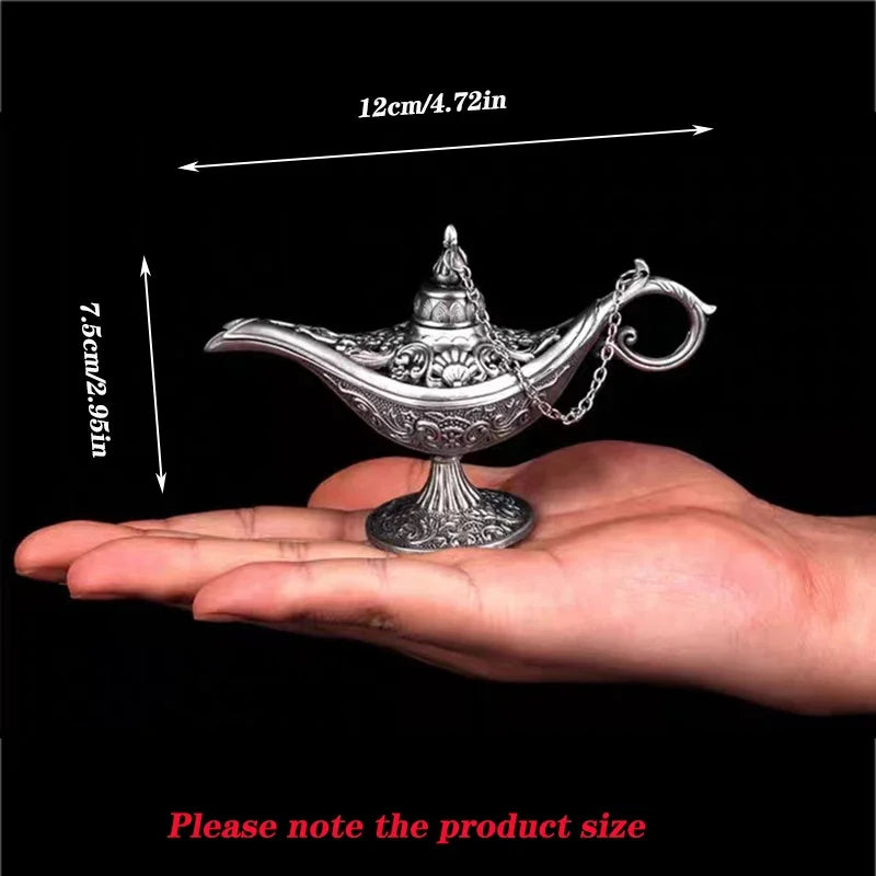 12cm (4.7") Lampes de Génie Magique Aladdin Rares et Creuses Classiques, Brûleurs d'Encens, Lampe à Huile Rétro, Décoration de Maison, Cadeau