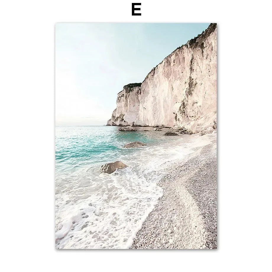 Planche de Surf Mouette Parasol Mer Bleue Tableau Mural sur Toile Affiches et Impressions Nordiques Photos Murales Pour Salon Décoration