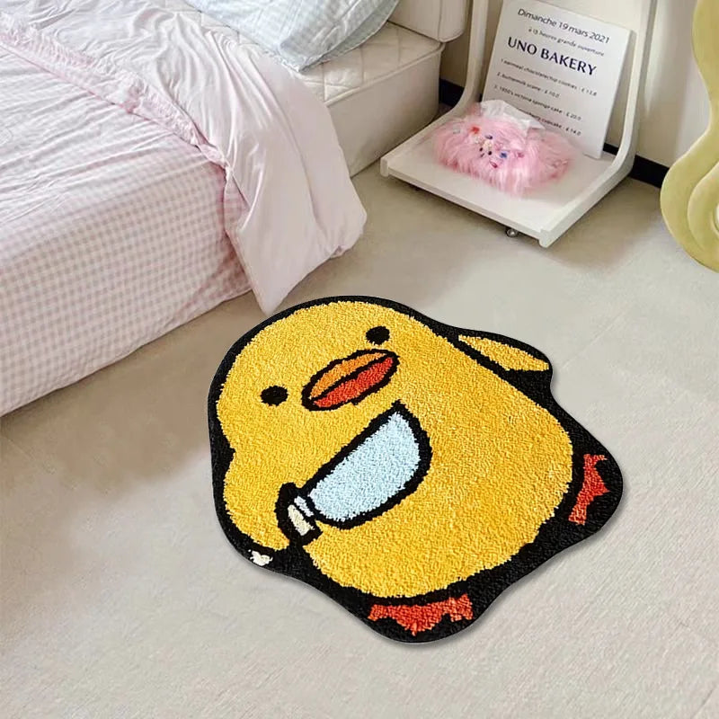 VIKAMA Alfombra de pato de dibujos animados para baño, antideslizante, absorbente, alfombra de pie, dormitorio, cama, suave, cómoda, alfombra de pie, decoración del hogar