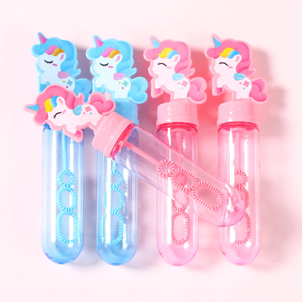Botella de jabón de burbujas de unicornio azul y rosa, decoración de fiesta de cumpleaños de unicornio, juguetes de recuerdo para niños, regalos para invitados, baby shower