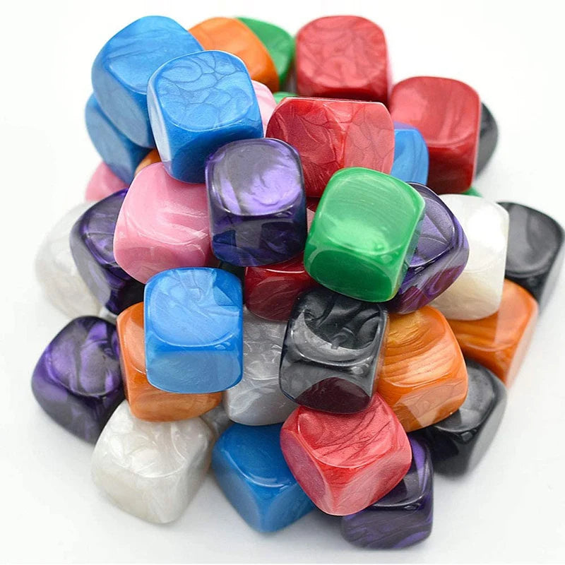 10 pièces/lot Dés à coins arrondis Motif perlé Dés vierges brillants Accessoires de jeu DIY 16mm