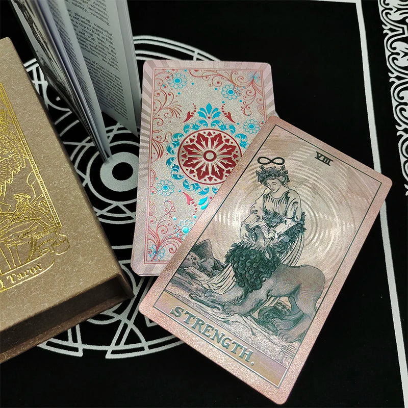 Fantásticas 80 cartas de tarot de PVC impermeables de alta calidad con lámina plateada, con estuche tipo flip como regalo de lujo
