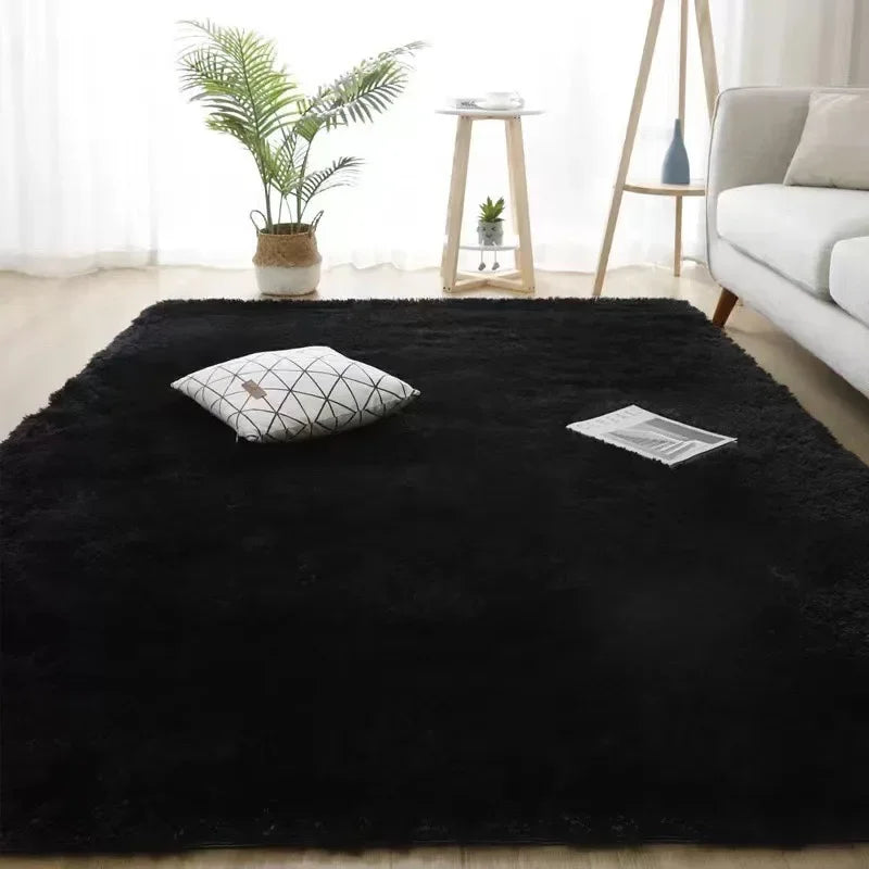 Alfombra minimalista de pelo largo de color liso VIKAMA, mullida y suave, para sala de estar, sofá, mesa de centro, alfombra para cuarto de niños, decoración del hogar
