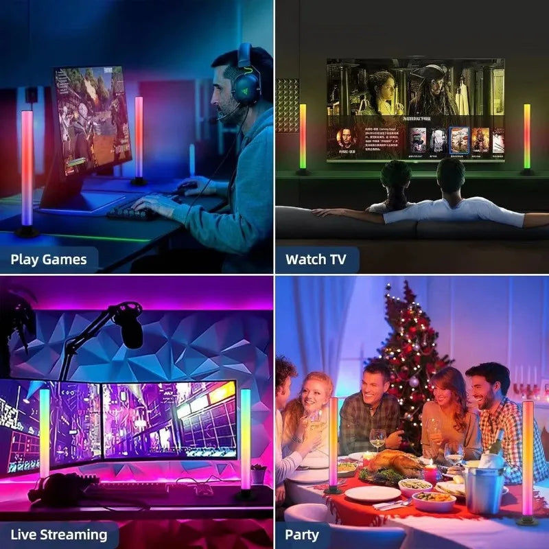 Lampe d'ambiance LED Lampadaire RGB Télécommande et contrôle par application Synchronisation musicale Éclairage Lampe de table d'ambiance pour jeux Esport