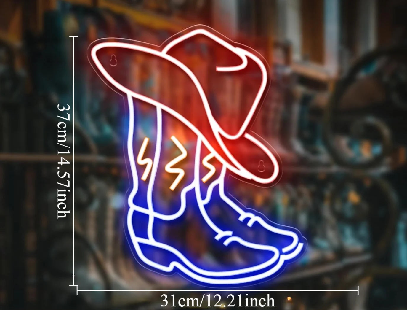 Enseigne néon LED Bottes de Cowboy Lumière néon Cowboy Western Décoration murale pour Chambre Bar Bureau Cadeau d'anniversaire Noël pour les amateurs de rodéo