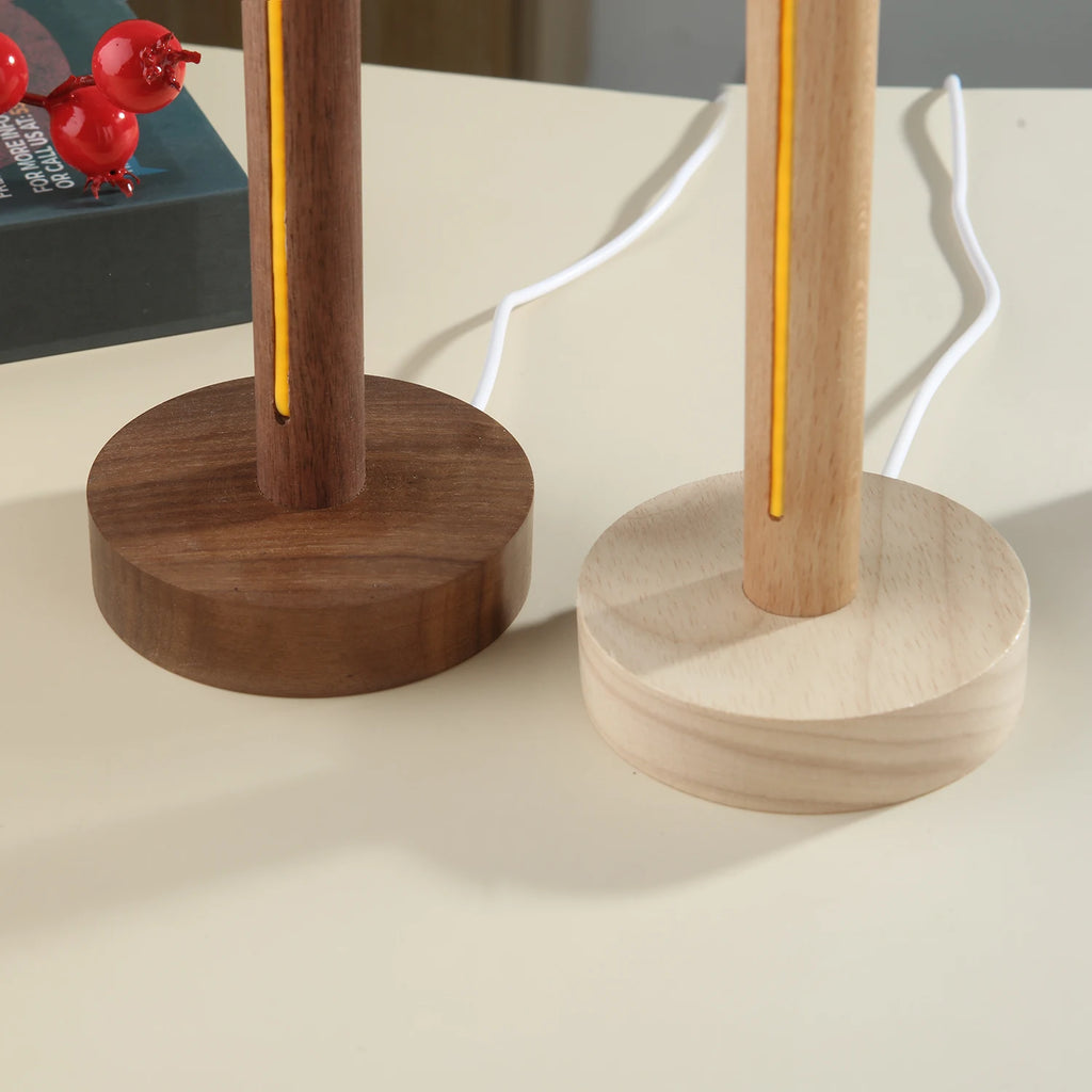 Lampe de table LED en bois naturel, alimentée par USB, lampe de bureau rétro, veilleuse minimaliste pour chambre à coucher, éclairage d'ambiance