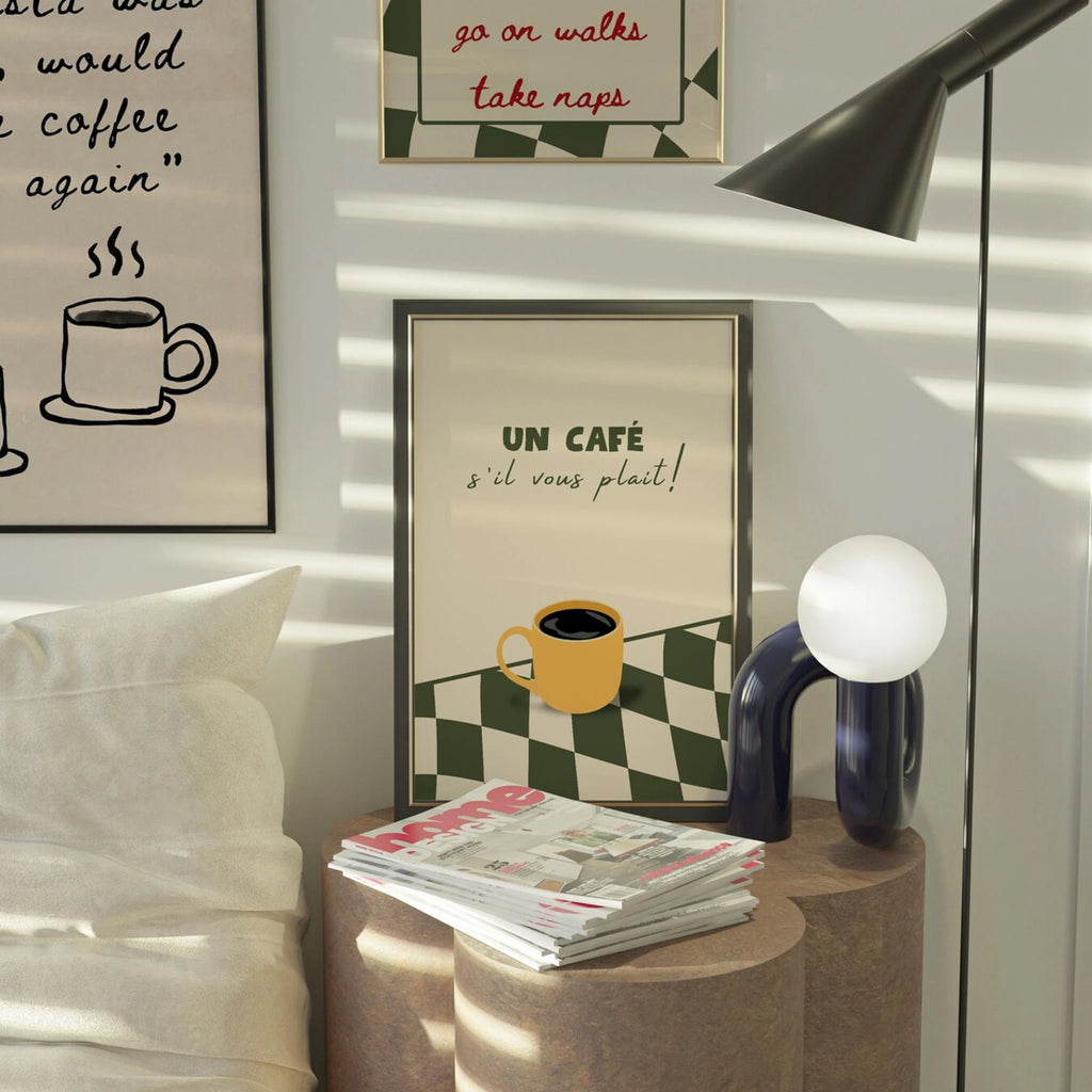 Un Cafe S'il Vous Plait Café Francés Arte de Pared Lienzo Impresión Pintura Póster Imagen Para Cocina Sala de Estar, Dormitorio Decoración del Hogar