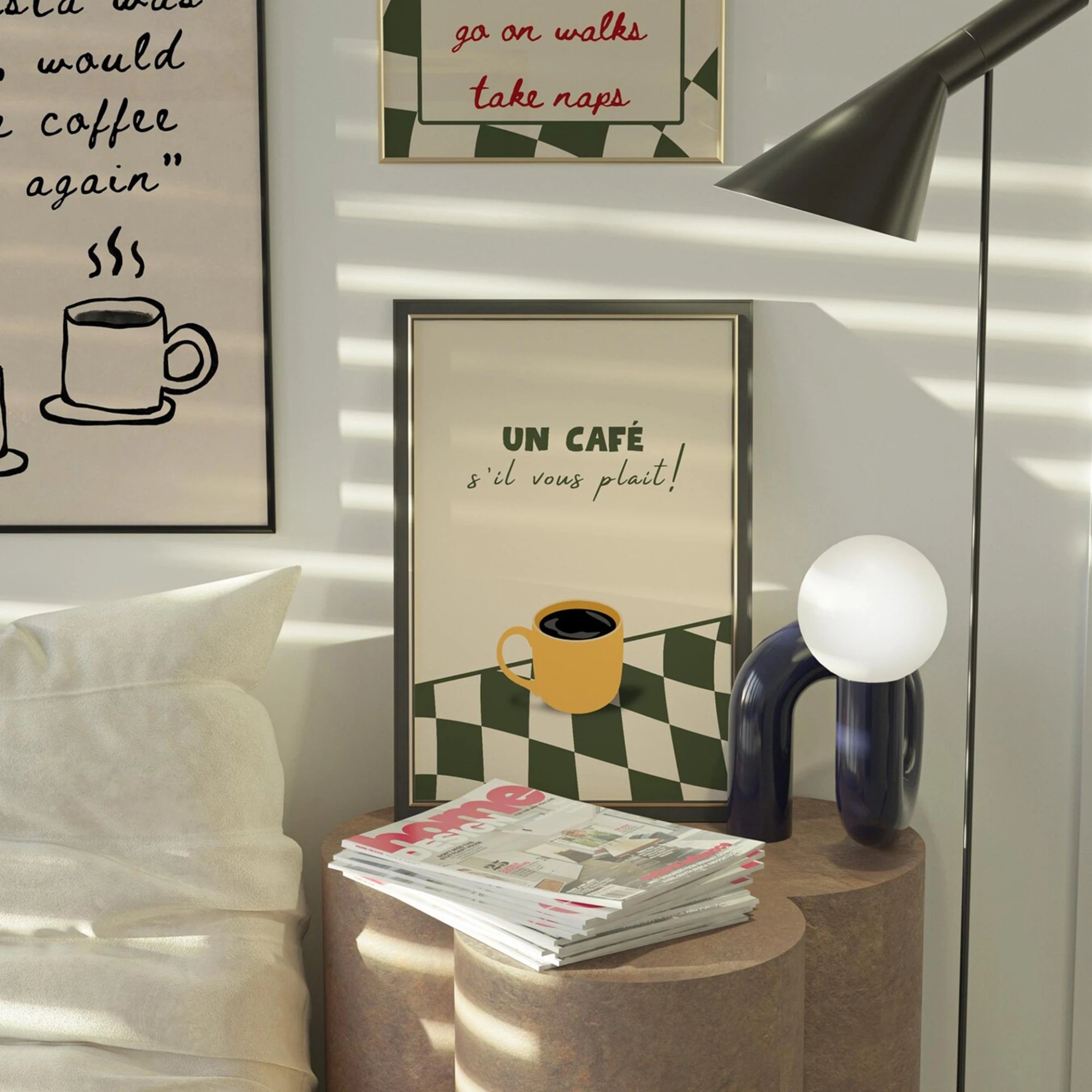Un Cafe S'il Vous Plait Café Francés Arte de Pared Lienzo Impresión Pintura Póster Imagen Para Cocina Sala de Estar, Dormitorio Decoración del Hogar