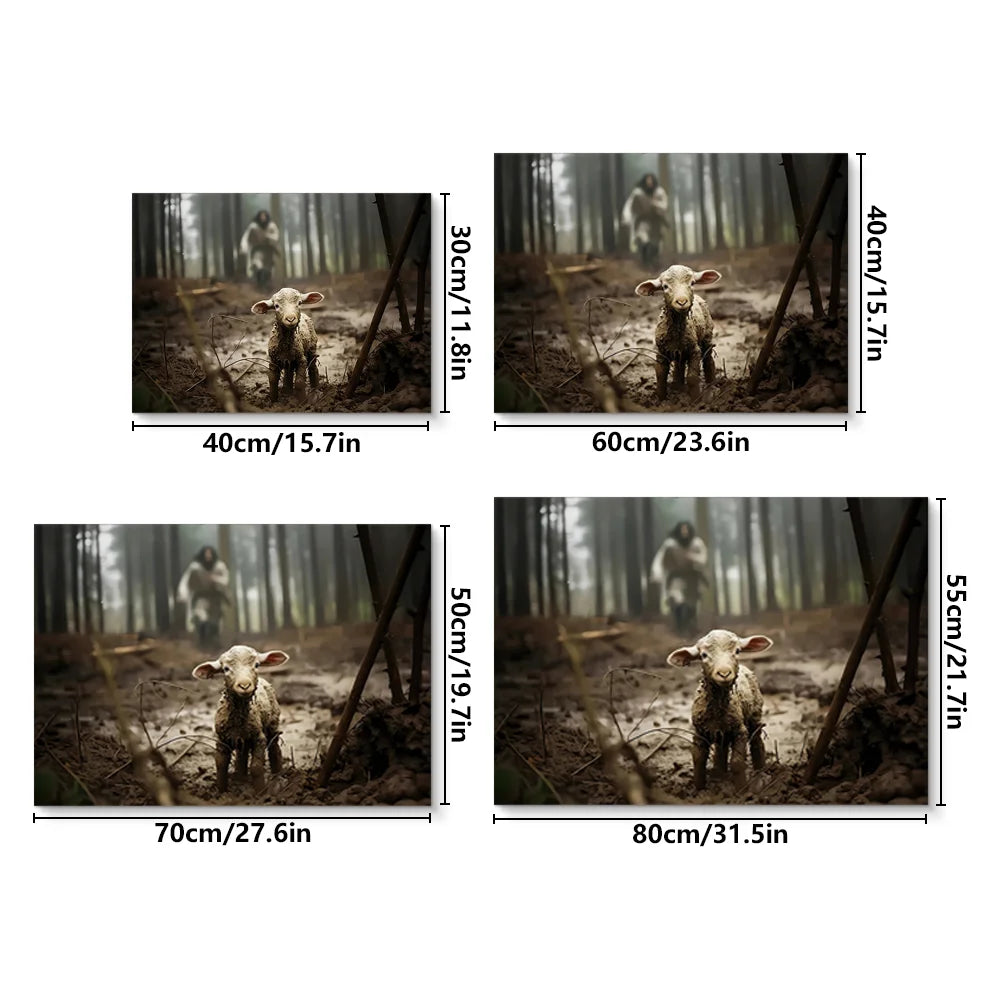Classic Vintage Wall Art Christ Saves the Lamb HD Canvas Printed Poster Home Living Room Bedroom Hallway Decorative Painting