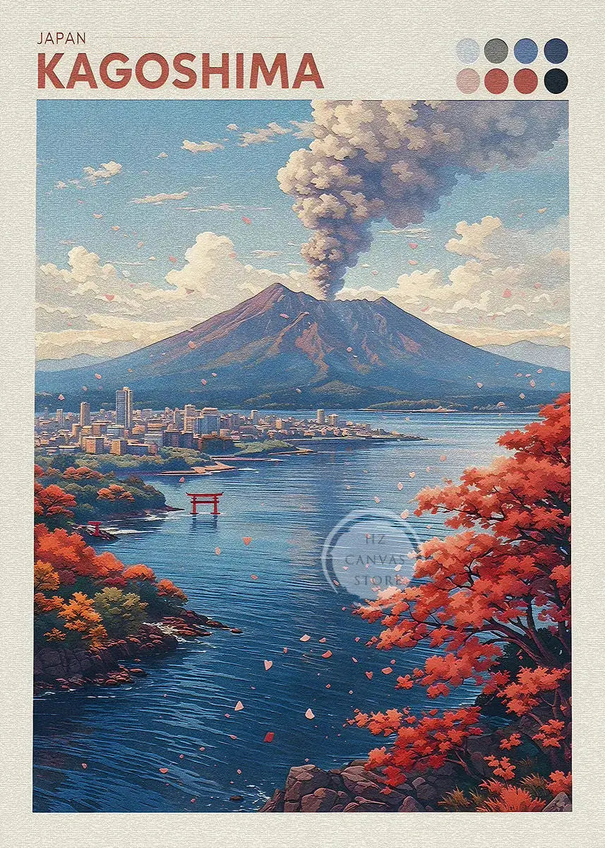 Japan Cityscape Poster Tokyo Shizuoka Cherry Blossoms Mt.Fuji Autumn Torii Gate Okayama Castle Canvas Print Living Room Decor
