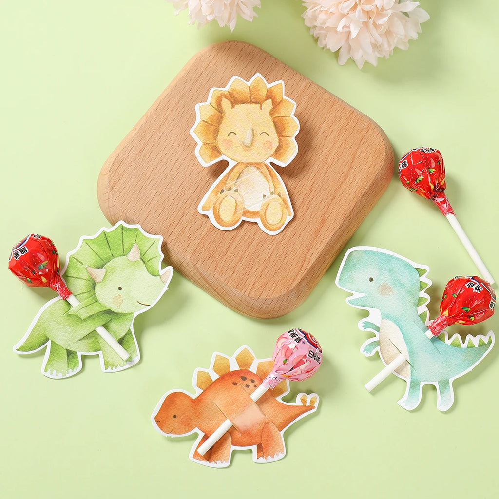 Tarjeta sujetachupetes de dinosaurio, decoración de fiesta de primer cumpleaños de dinosaurio, regalos de fiesta de cumpleaños para niños, fiesta temática de la jungla, tarjeta de caramelos rugido para baby shower