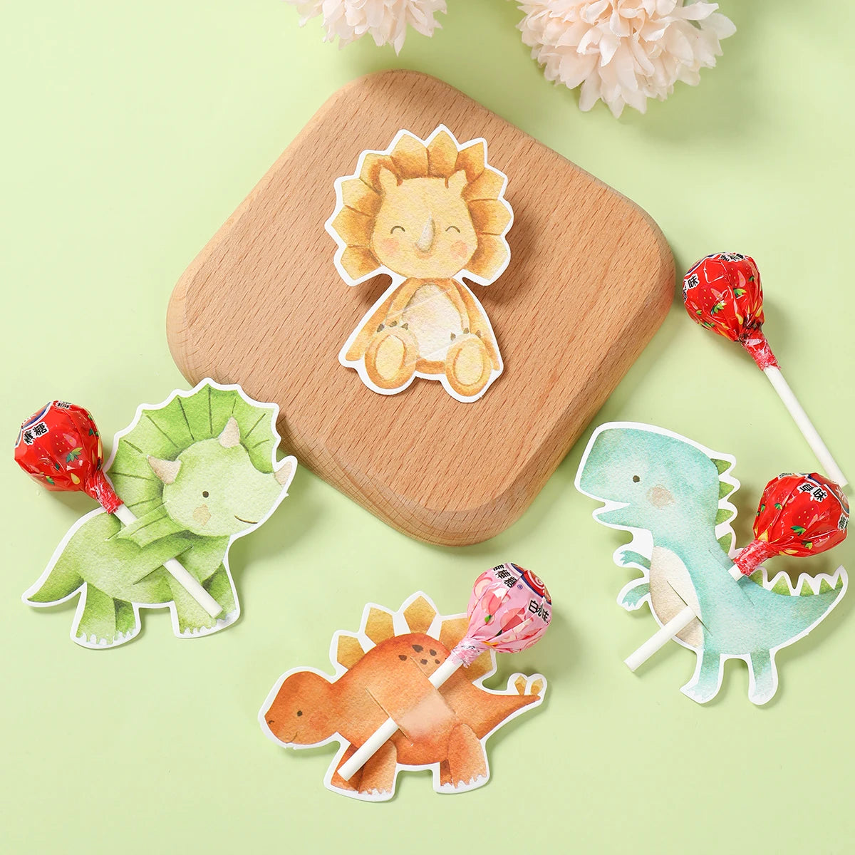 Tarjeta sujetachupetes de dinosaurio, decoración de fiesta de primer cumpleaños de dinosaurio, regalos de fiesta de cumpleaños para niños, fiesta temática de la jungla, tarjeta de caramelos rugido para baby shower