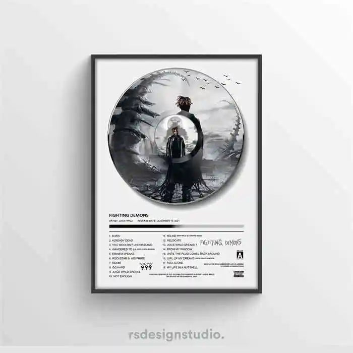 Póster de Juice WRLD Pop Hip Hop Rap Cantante Álbum de Música Portada de Bar de Asma Foto Arte HD Lienzo