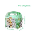 4 boîtes de bonbons DIY Animaux de la jungle, Décoration de fête d'anniversaire Safari, Boîte d'emballage cadeau pour enfants, Fournitures de baby shower Wild One