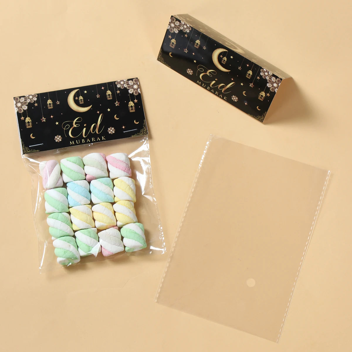 Décorations pour la maison du Ramadan 2025 - Sachet de friandises Eid Mubarak - Sachet de bonbons - Décorations de fête musulmanes islamiques - Ramadan Kareem - Aïd al-Adha