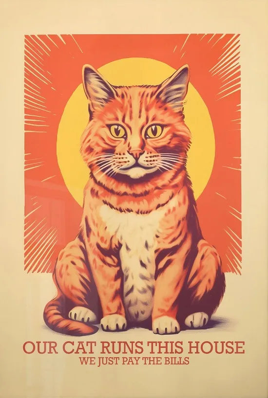 Póster divertido vintage de gatos y perros, arte de pared retro de moda, lienzo impreso, póster divertido de gatos retro, decoración de pared funky