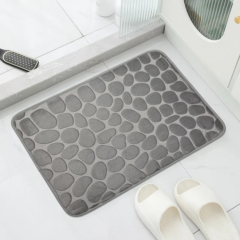 Alfombra de suelo de terciopelo coral de color sólido, felpudo de baño absorbente antideslizante engrosado y acogedor