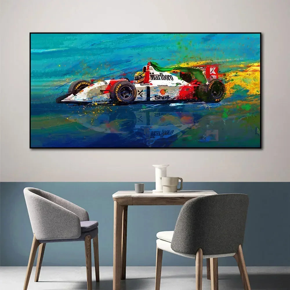 Moderne Simple, Art Mural, Poster Imprimé sur Toile HD Ayrton Senna Légende F1, Décoration de Maison Salon Chambre