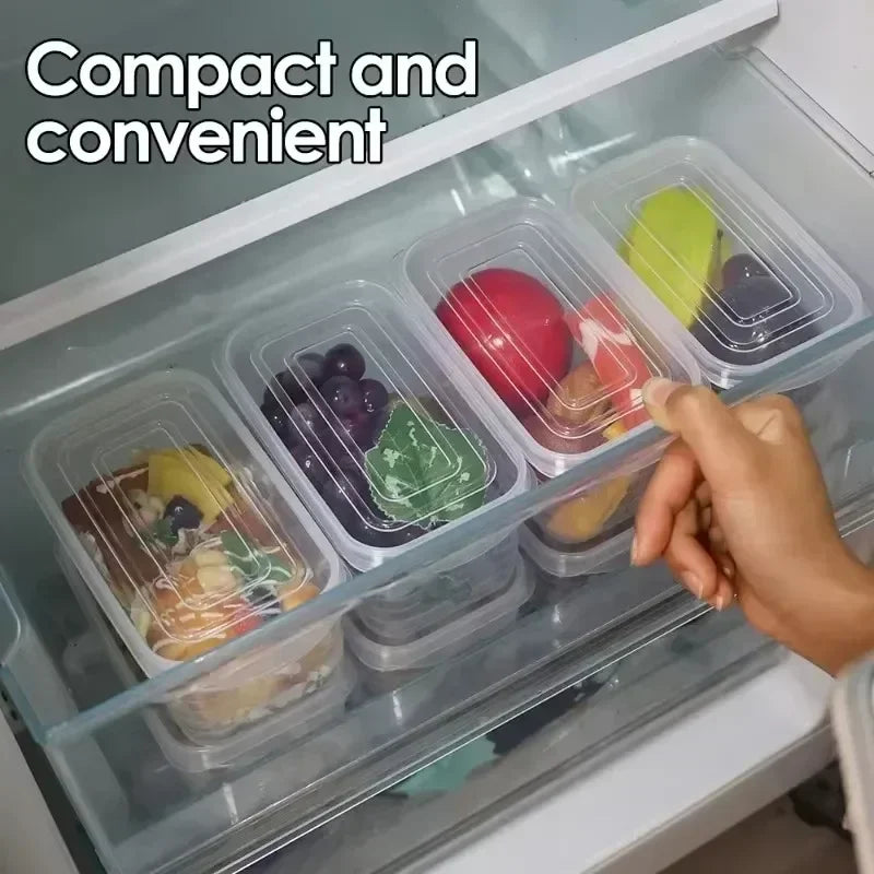 1/10PCS Caja de carne para congelador de refrigerador Cajas de conservación de alimentos Contenedor de almacenamiento de vegetales frescos con tapa Recipiente para alimentos más crujiente