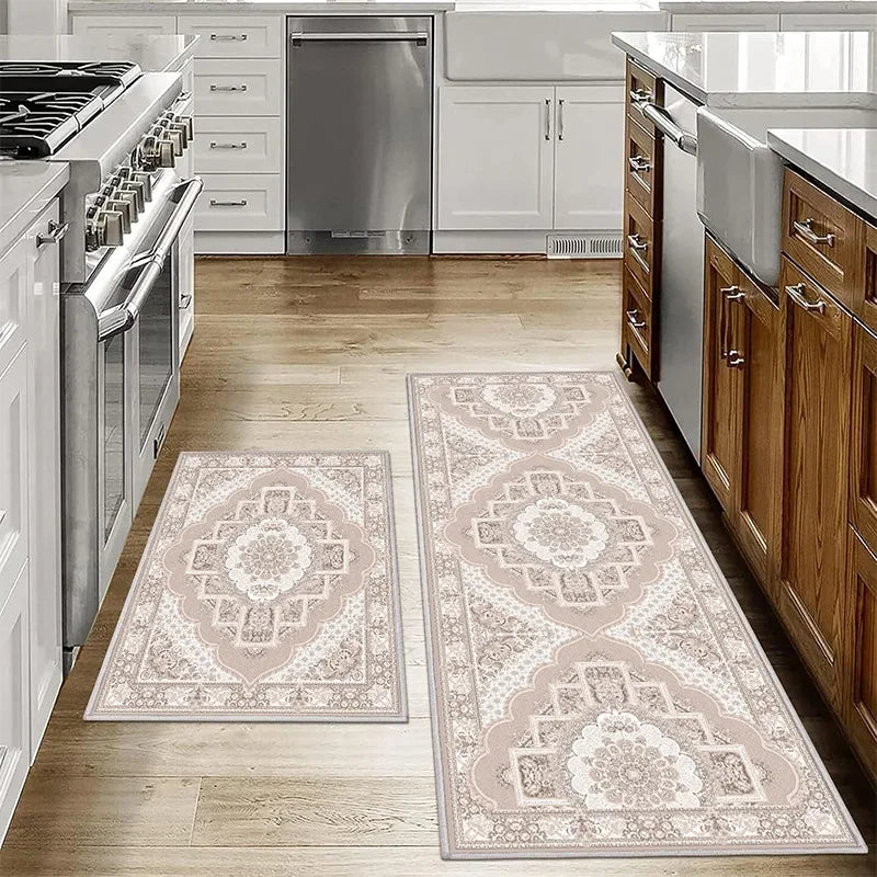 VIKAMA 1/2PCS Alfombras de cocina bohemias antideslizantes lavables para baño, felpudos para puerta, pasillo, alfombras de pasillo, decoración del hogar